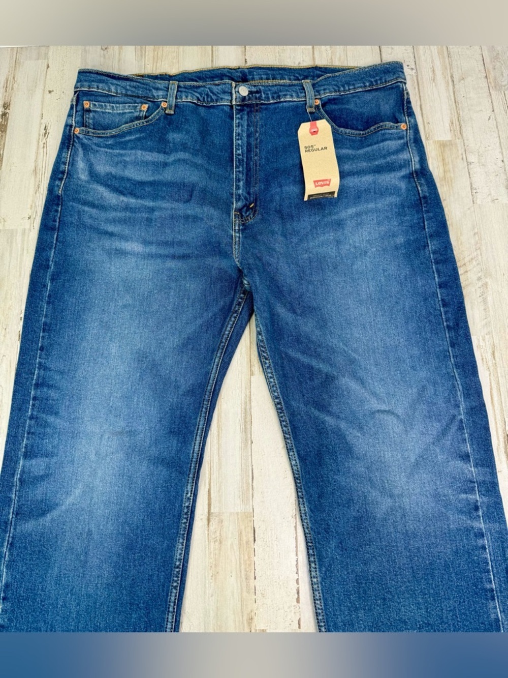 Levi's 505 Series Men's Straight Leg 42x32 Blue Denim Jeans Regular Fit NWT - Picture 3 of 11